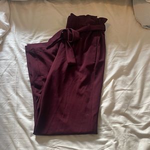 Burgundy Tufted Waist Dress Slacks